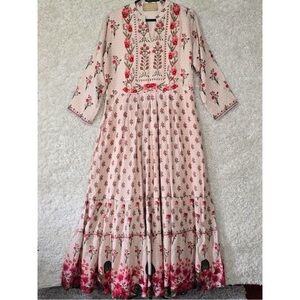 Kalki Maxi Dress Womens Large Floral Lined Handcrafted in India Peasant Cottage